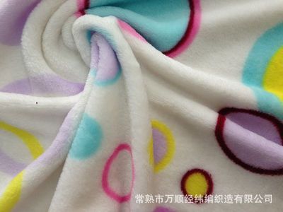 【厂家供应各种法兰绒素色 印花 面料 毛毯 批发双面印花法兰绒】价格,厂家,图片,针织面料,常熟市万顺经纬编织造-